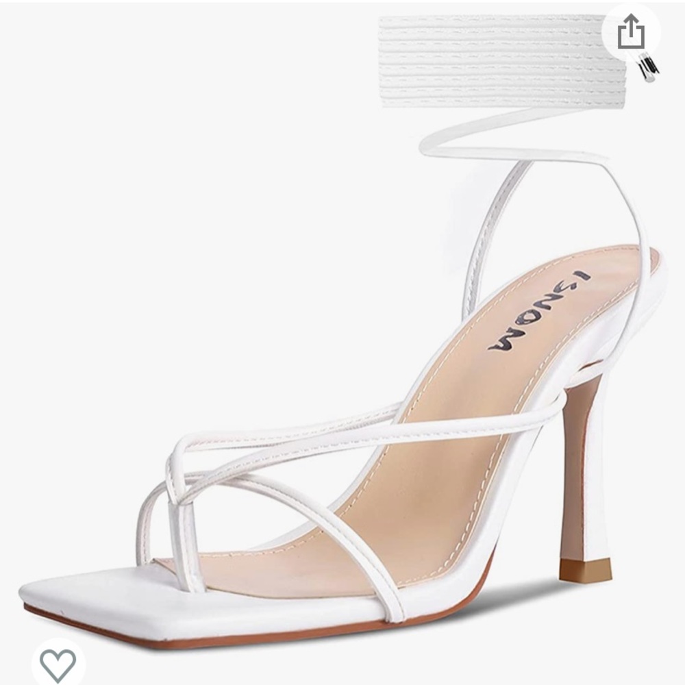 New ISNOM white tie up heels